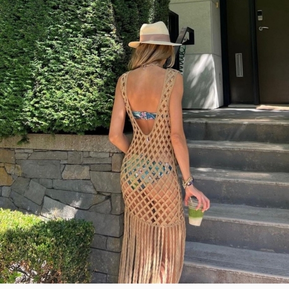 Zara Mesh Dress With Fringe - Picture 6 of 13